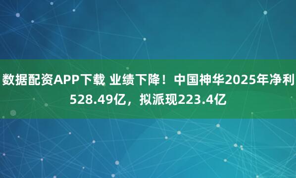 数据配资APP下载 业绩下降！中国神华2025年净利528.49亿，拟派现223.4亿